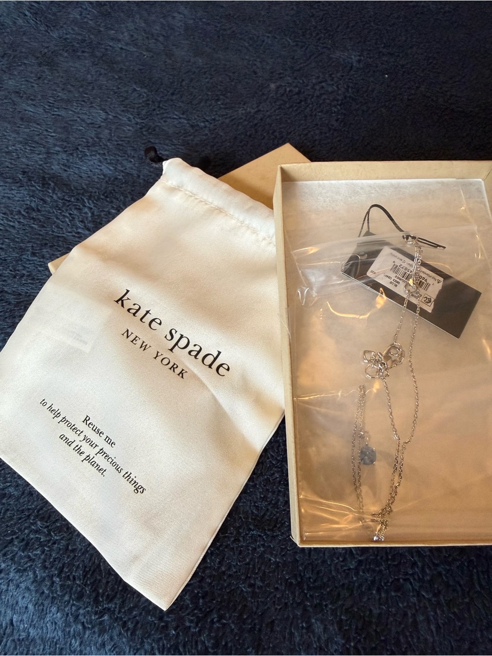 Kate Spade Silver Necklace with Blue Crystal Pendant - Picture 3 of 7